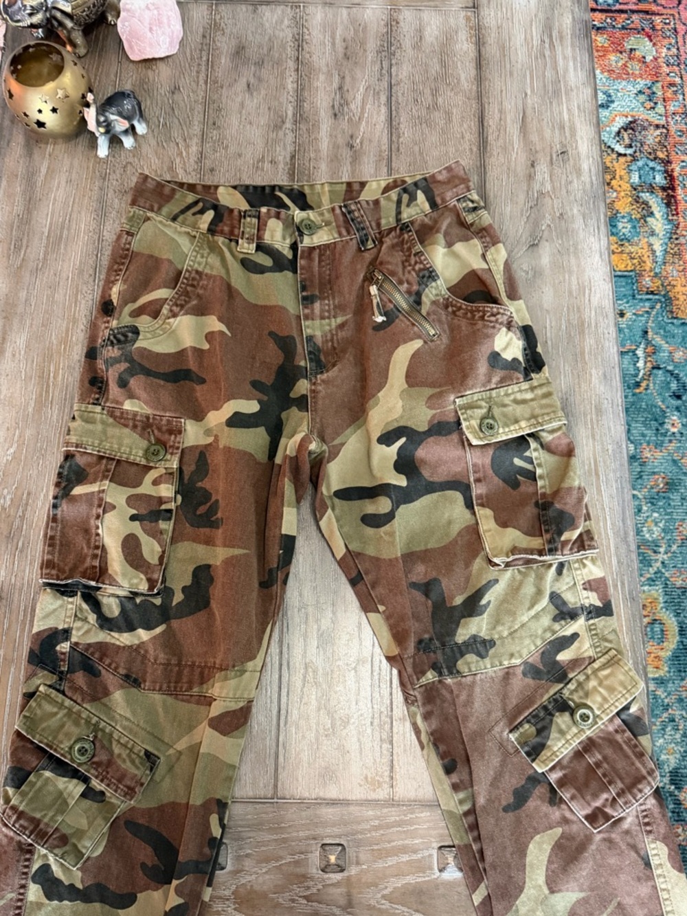 Camo Cargo Pants - Green Brown Black - Picture 7 of 15